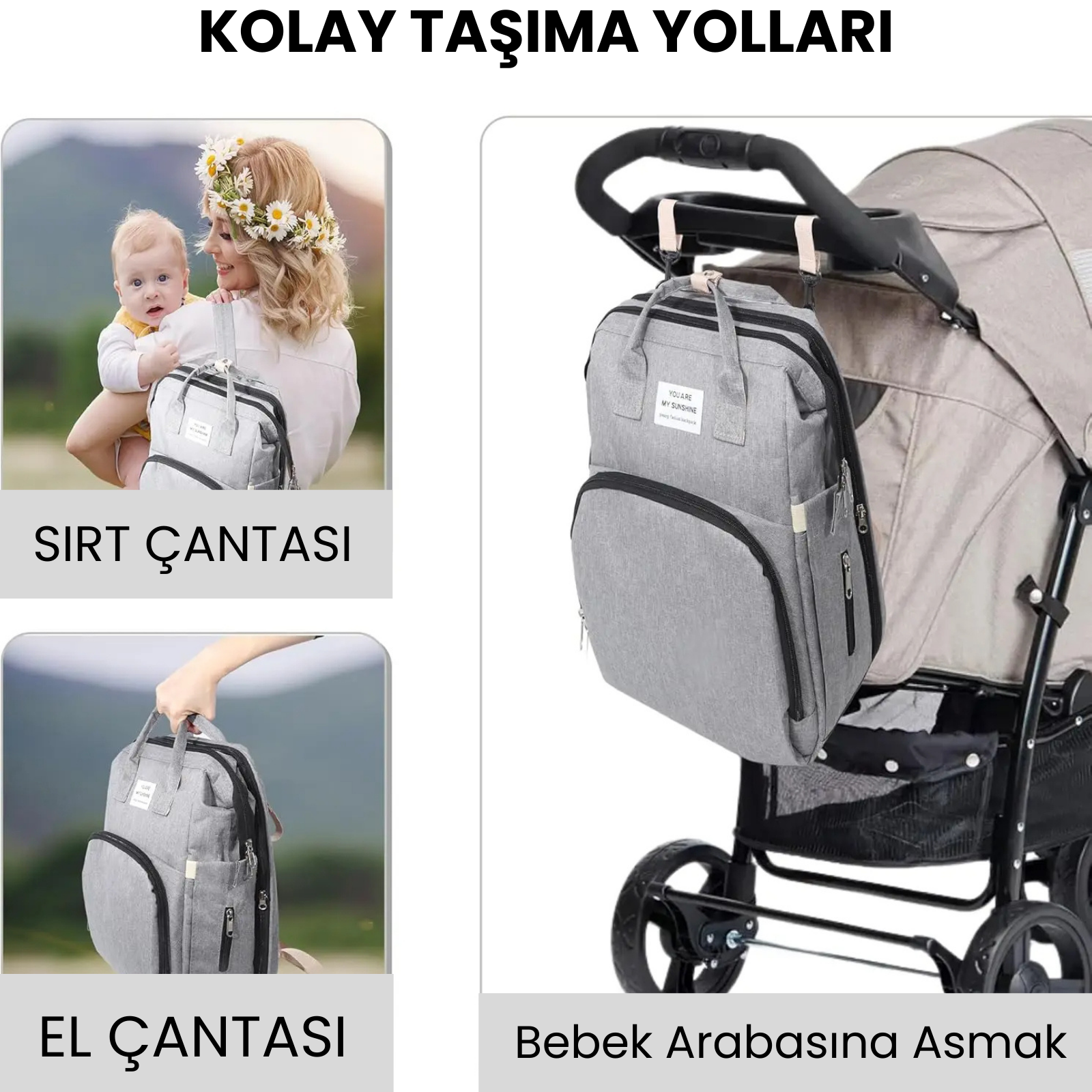 Çok Fonksiyonlu Bebek Sırt Çantası